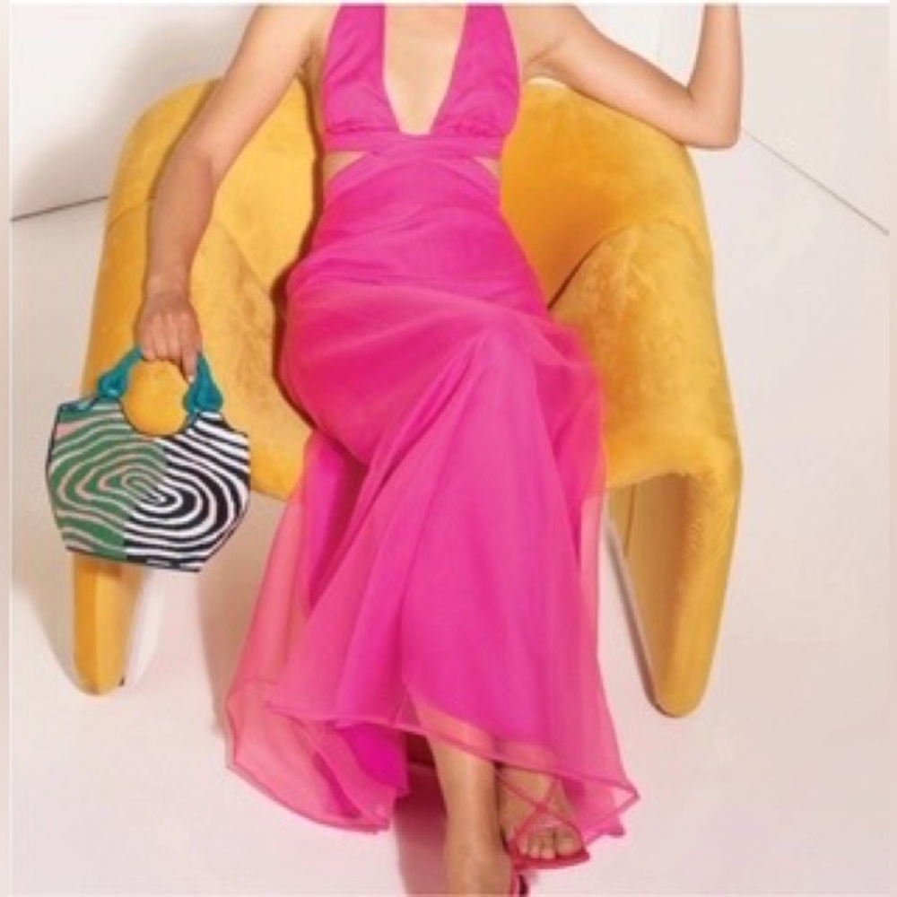 NWT Staud Steel Cutout Halter Maxi Dress Blush Pink Size 4 - Picture 3 of 8